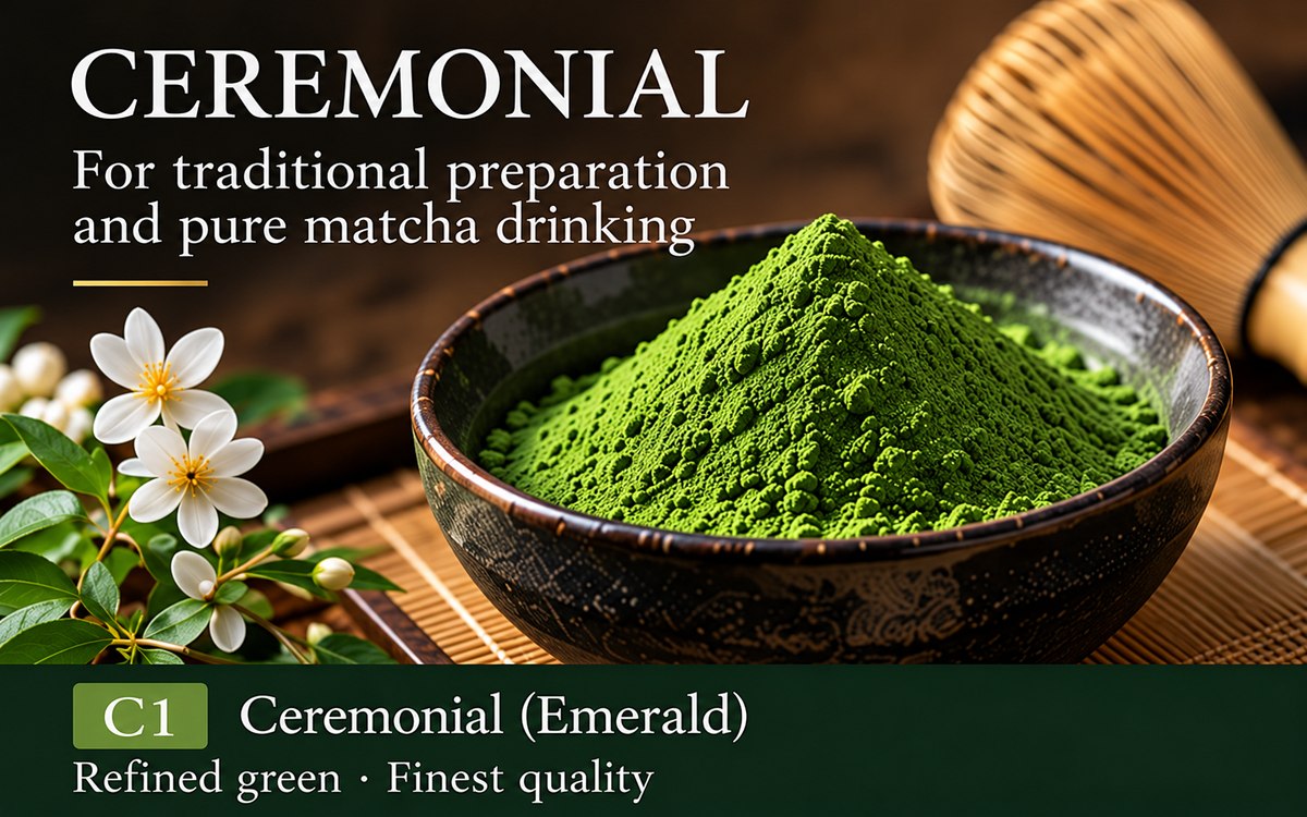 Emerald matcha powder