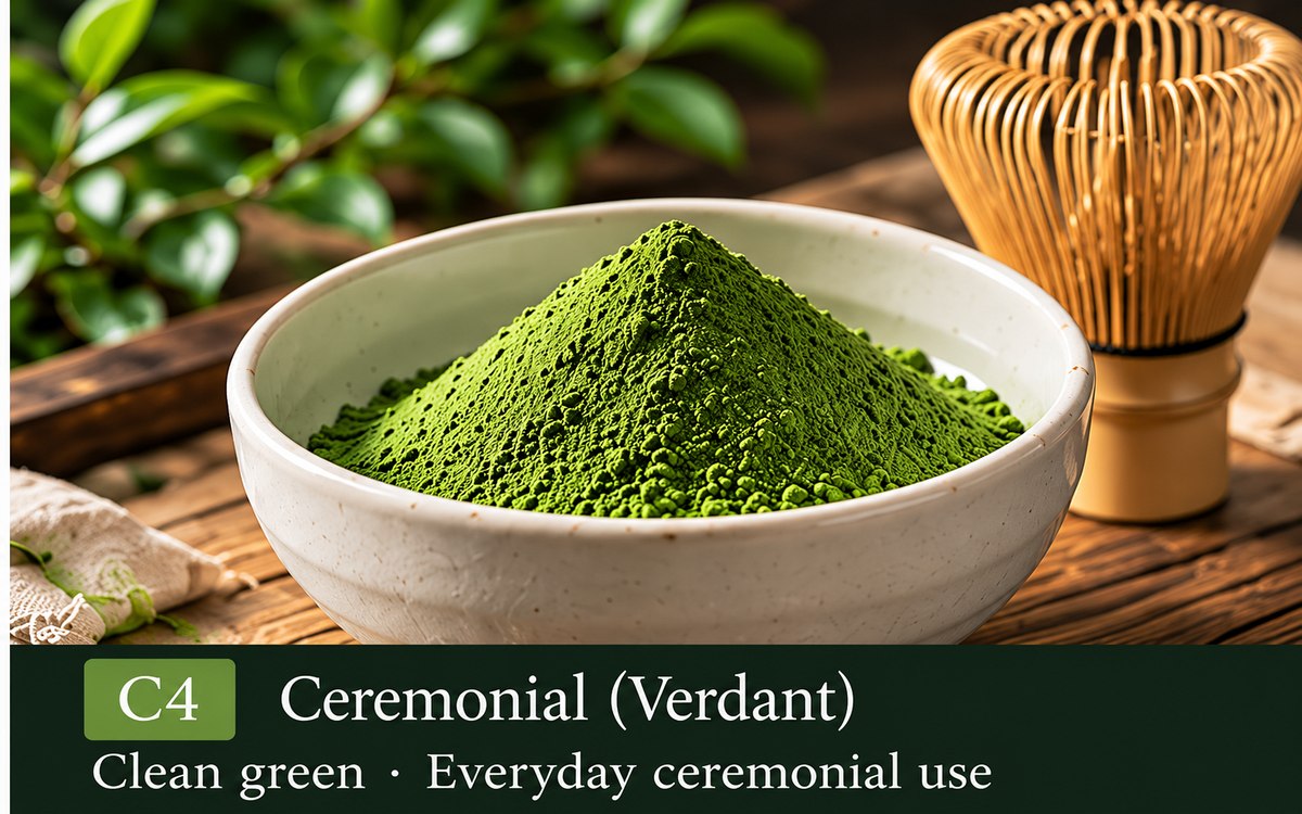 Verdant matcha powder